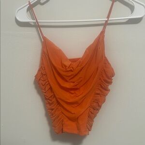 Orange Ruched Women's Top